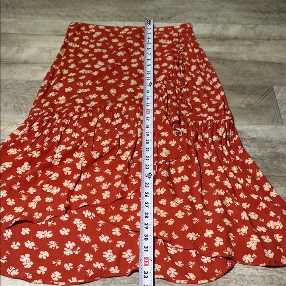 Madewell Orange and Cream Tiered A-Line Midi Skirt - Picture 9 of 10